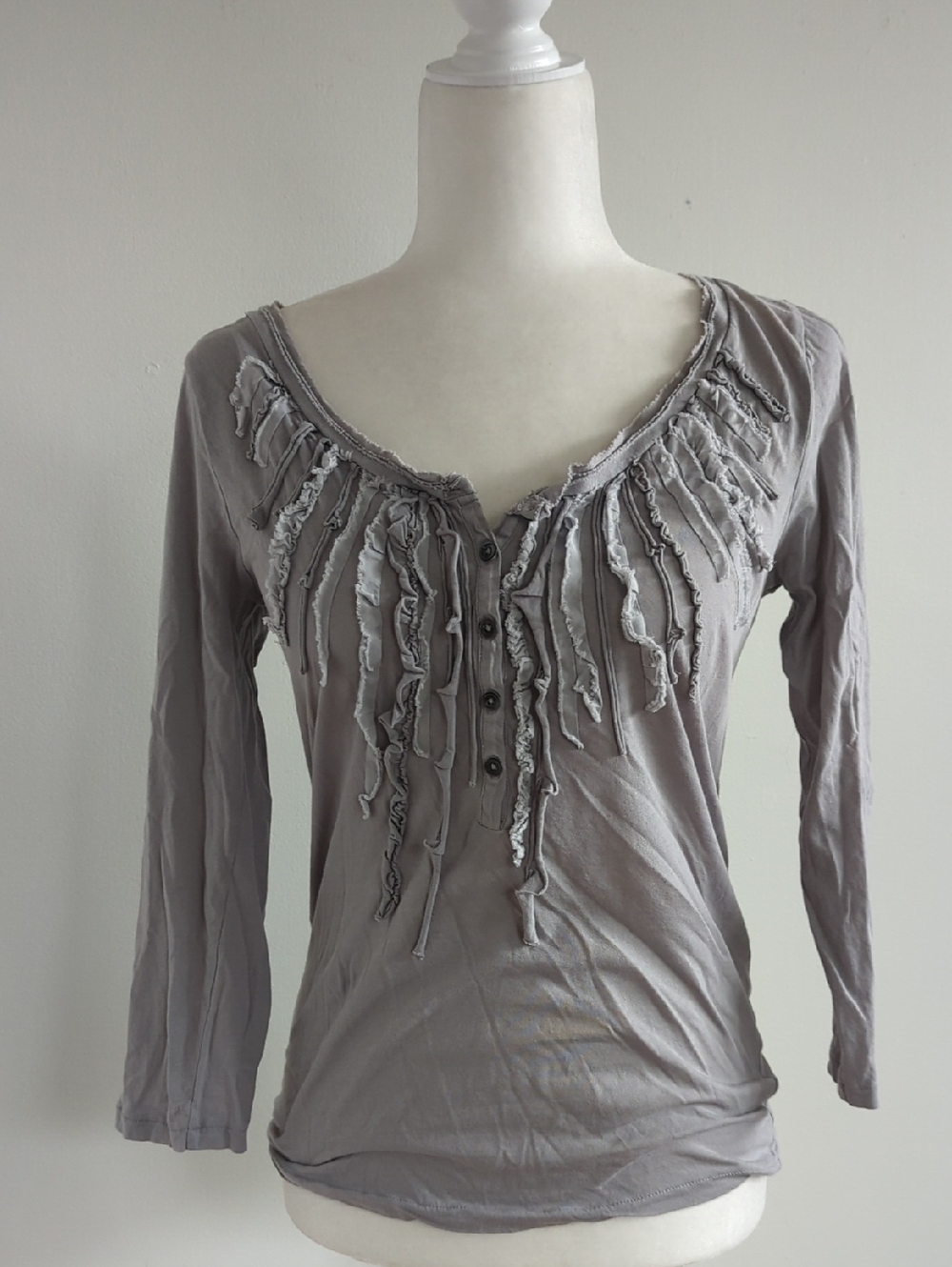 J. Crew Light Gray Long Sleeved Artsy Top